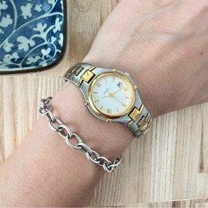 Fossil ladies gold tone silver tone sporty fashion watch NEW BATTERY